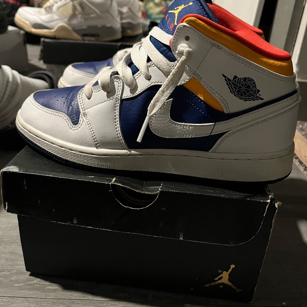 Jordan Kids Sneakers - White, Blue, and Red